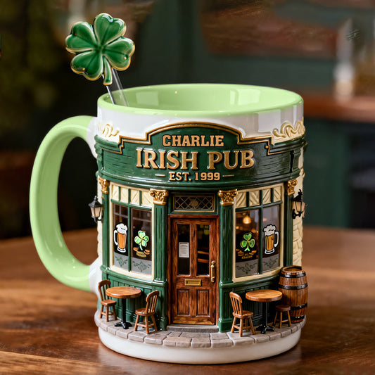 Irisches Pub – Personalisierter irischer Akzentbecher mit Acryl-Rührstäbchen