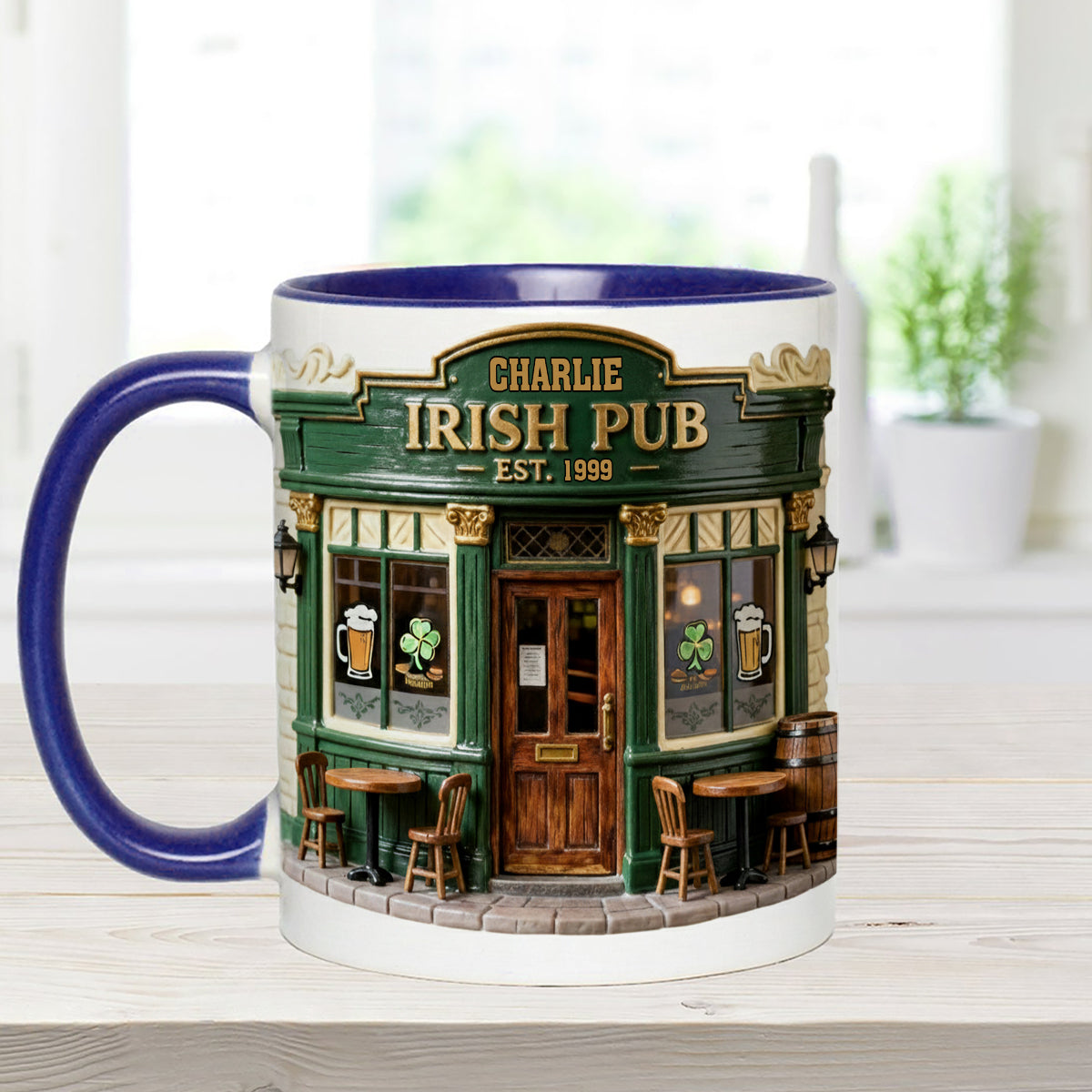 Irish Pub - Personalized Irish Set Accent Mug with Acrylic Stirrers