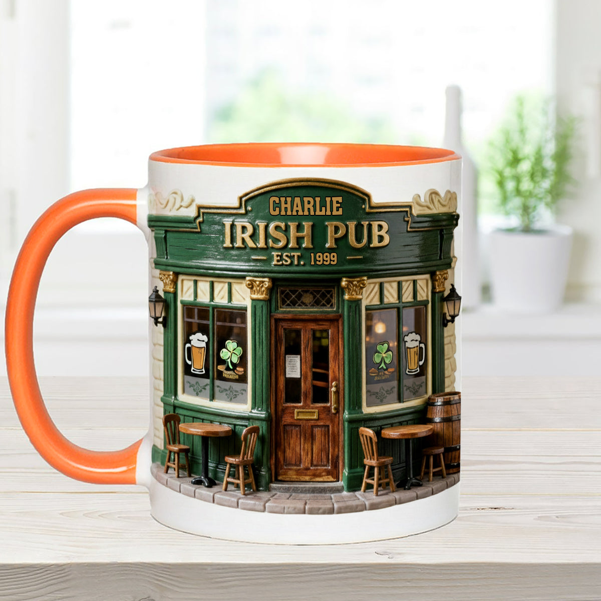 Irish Pub - Personalized Irish Set Accent Mug with Acrylic Stirrers