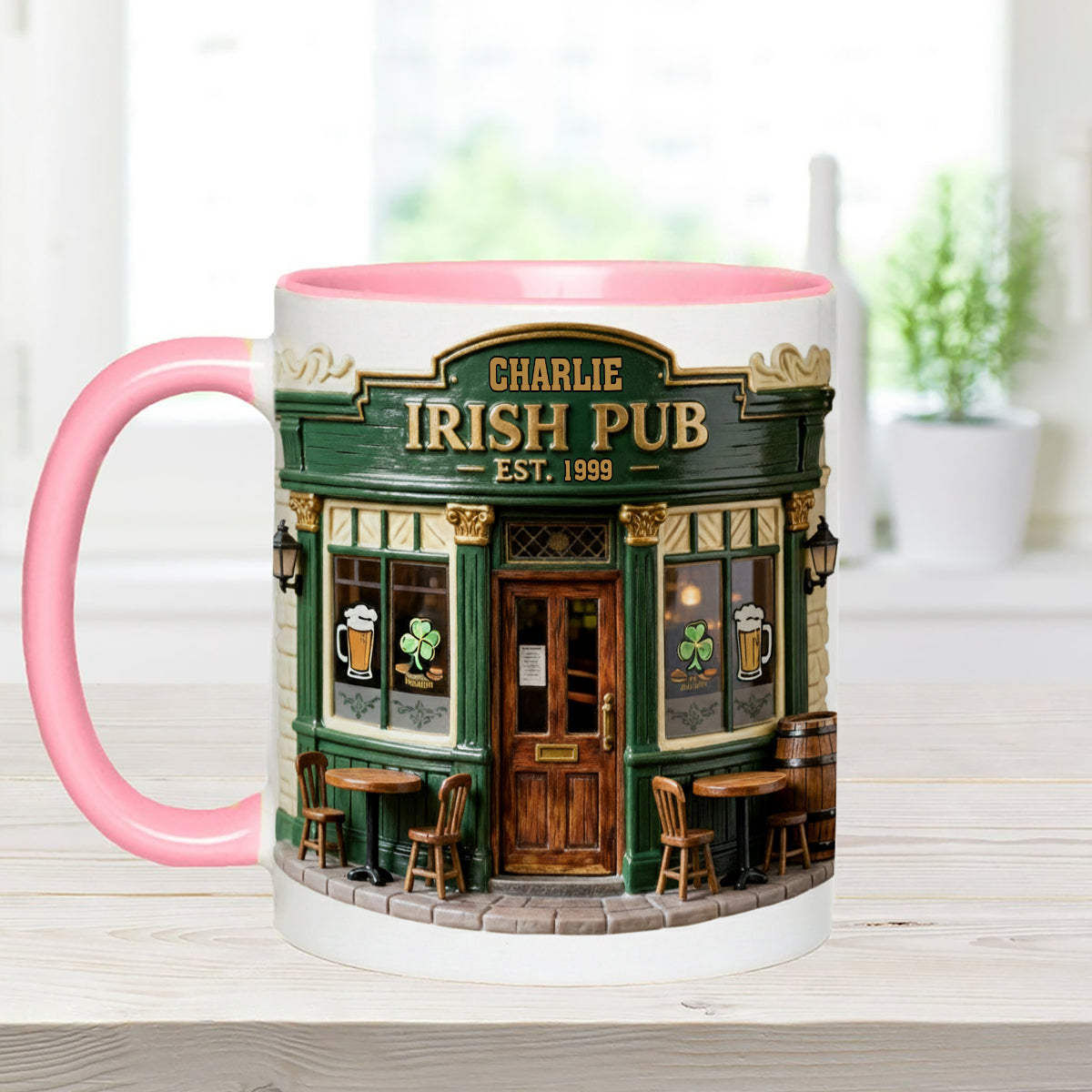 Irish Pub - Personalized Irish Set Accent Mug with Acrylic Stirrers