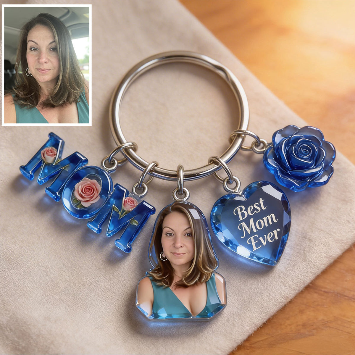 Custom Any Photo Best Gift For Mom, Grandma - Personalized Mother Keychain With Charms