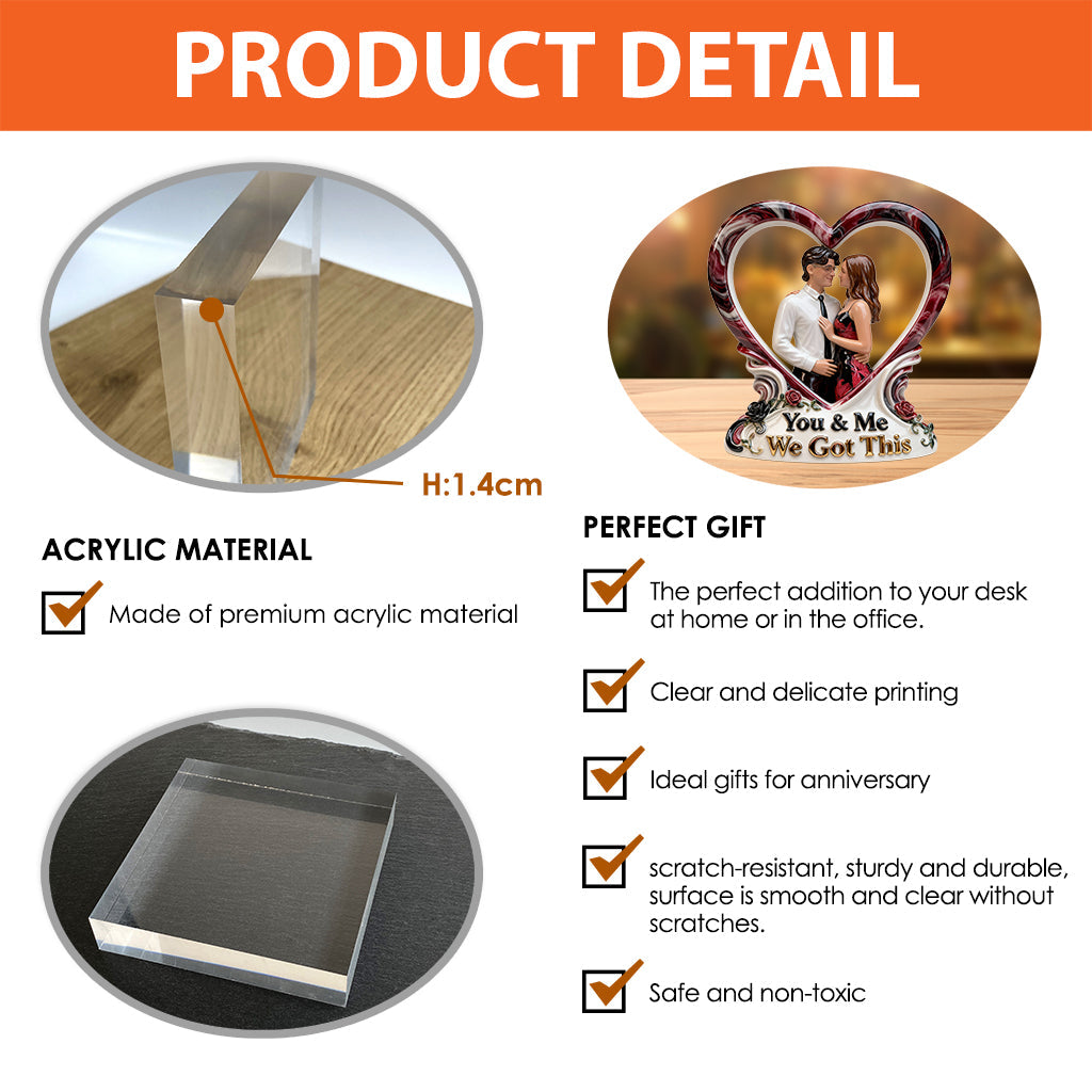 Du und ich, wir schaffen das – personalisierte Acrylplakette in individueller Form für Paare