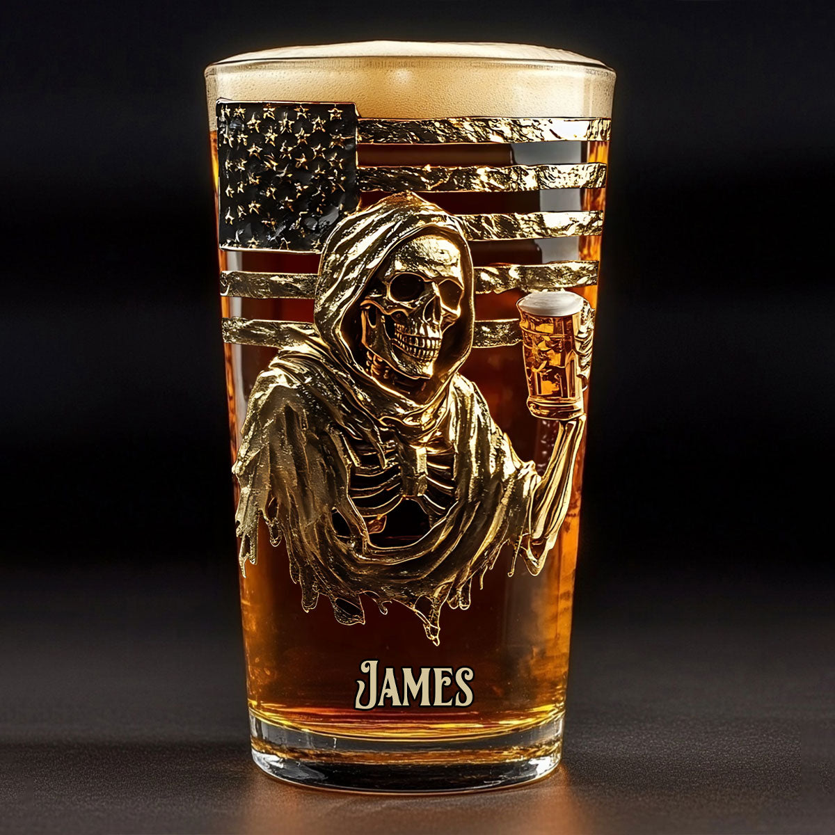 F*ck It Let's Have A Beer - Personalized Skull Beer Glass