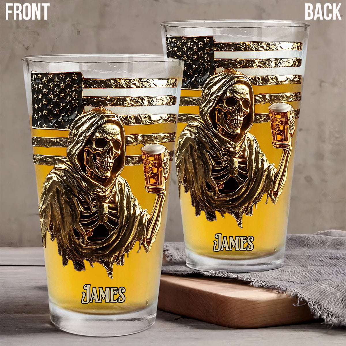 F*ck It Let's Have A Beer - Personalized Skull Beer Glass