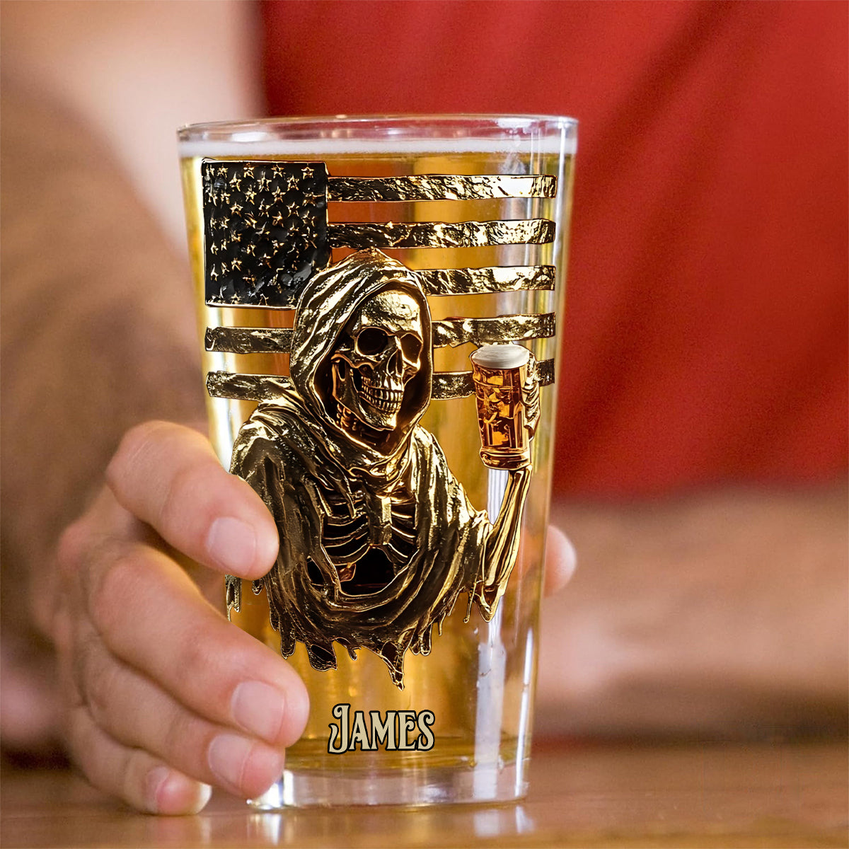 F*ck It Let's Have A Beer - Personalized Skull Beer Glass