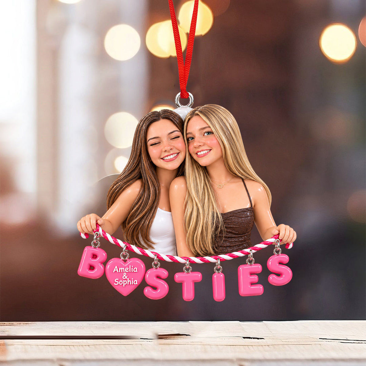 Bestie Forever Christmas Gift - Personalized Bestie Ornament With Charm