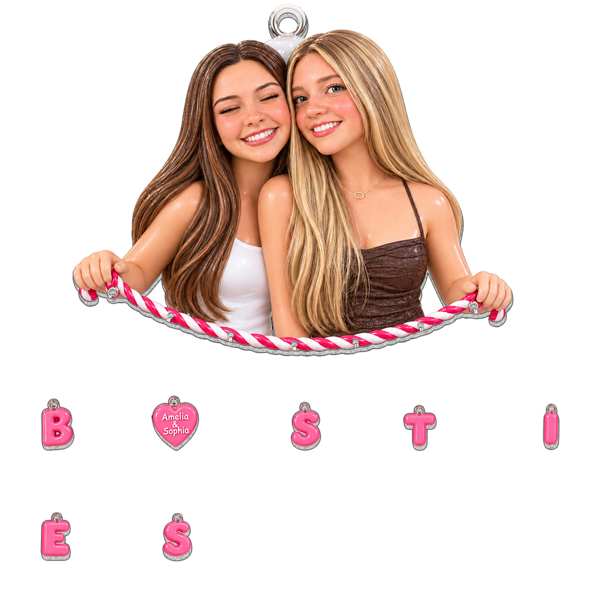 Bestie Forever Christmas Gift - Personalized Bestie Ornament With Charm
