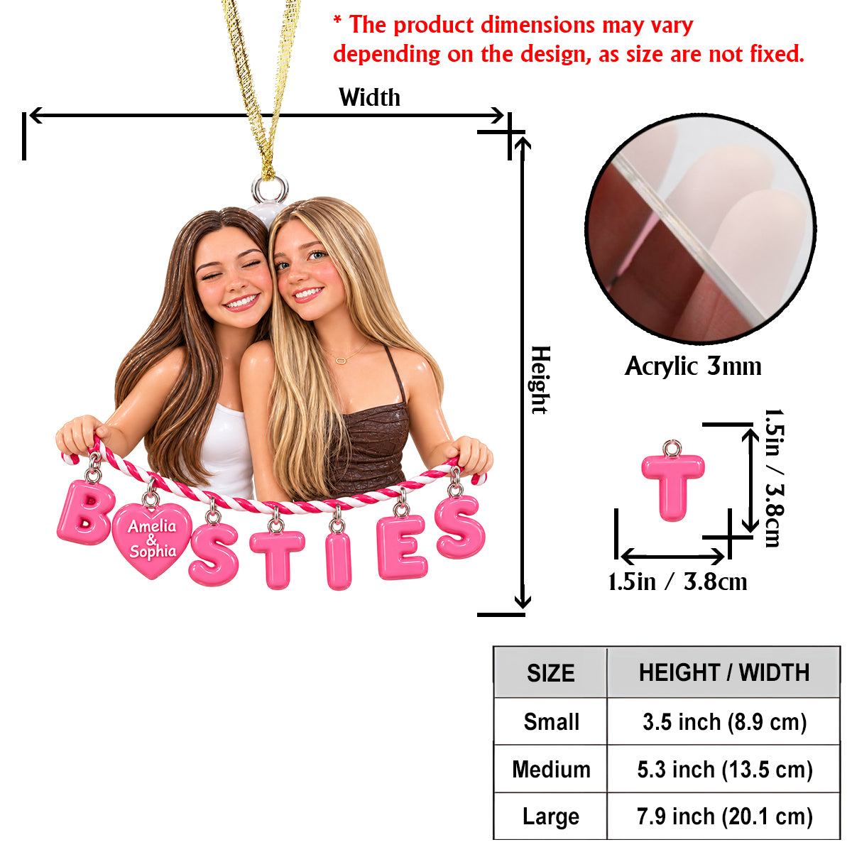 Bestie Forever Christmas Gift - Personalized Bestie Ornament With Charm