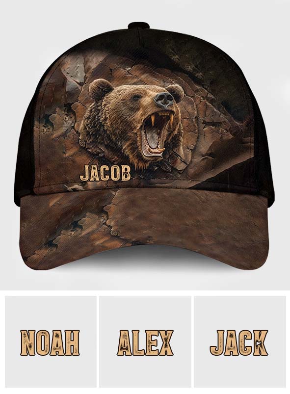Grizzlies Roar Realistisches Bären-Design - Personalisierte Jagd-Klassiker-Kappe
