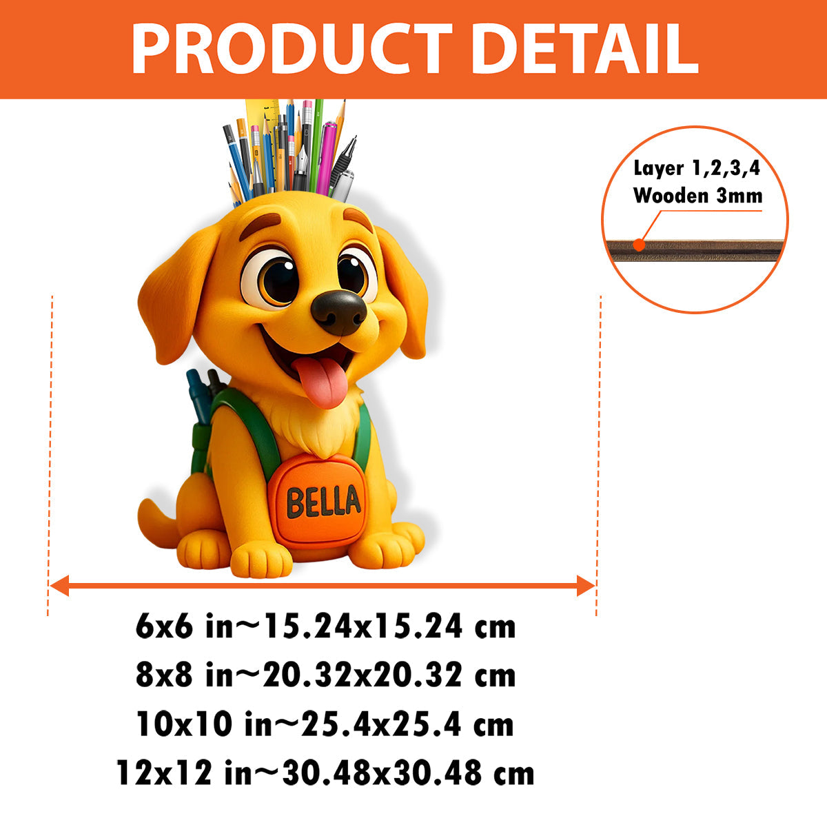 Niedlicher Stiftehalter für den Schreibtisch (Hund/Katze) – Personalisierter Schreibtisch-Organizer aus Holz mit Hundemotiv