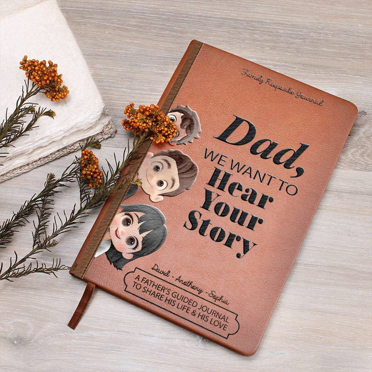 Dad, We Want to Hear Your Story - Personalized Father Leather Journal