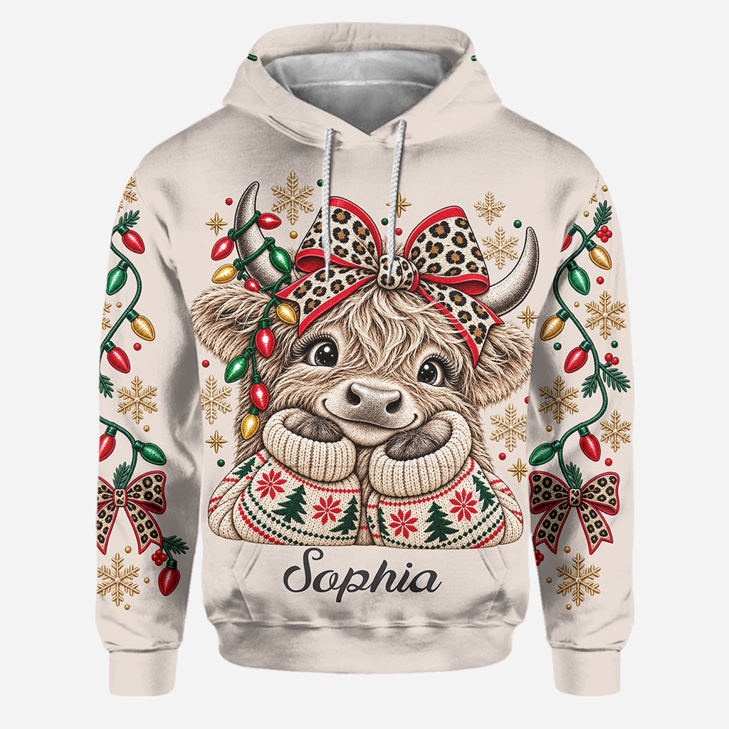 Christmas Highland Cow - Personalized Highland Cow Hoodie and Leggings