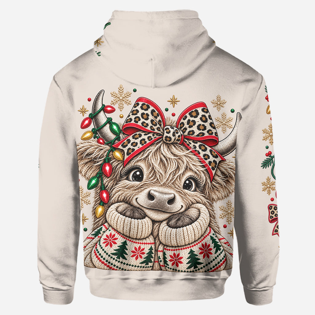 Christmas Highland Cow - Personalized Highland Cow Hoodie and Leggings