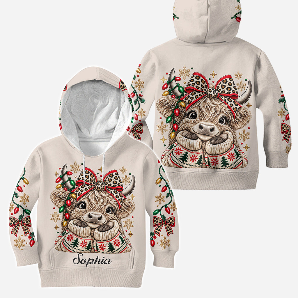 Christmas Highland Cow - Personalized Highland Cow Hoodie and Leggings