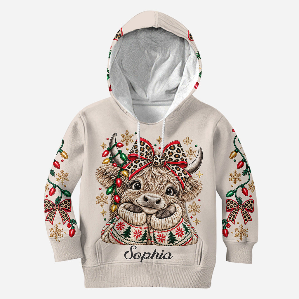 Christmas Highland Cow - Personalized Highland Cow Hoodie and Leggings