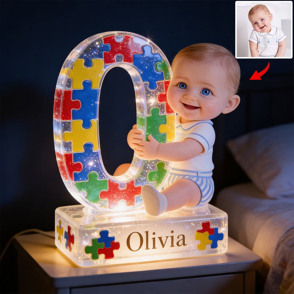 Autism Letter - Personalized Autism Awareness Acrylic LED Night Light