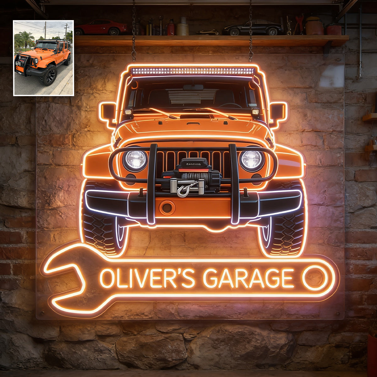 Meine Garage - Personalisierte LED-Licht-Acryl-Schild für Auto-Liebhaber