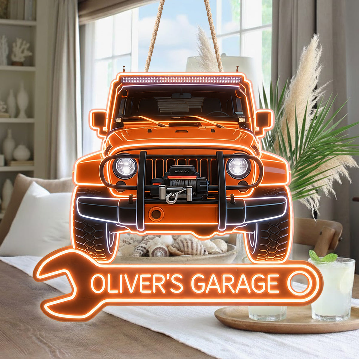 Meine Garage - Personalisierte LED-Licht-Acryl-Schild für Auto-Liebhaber