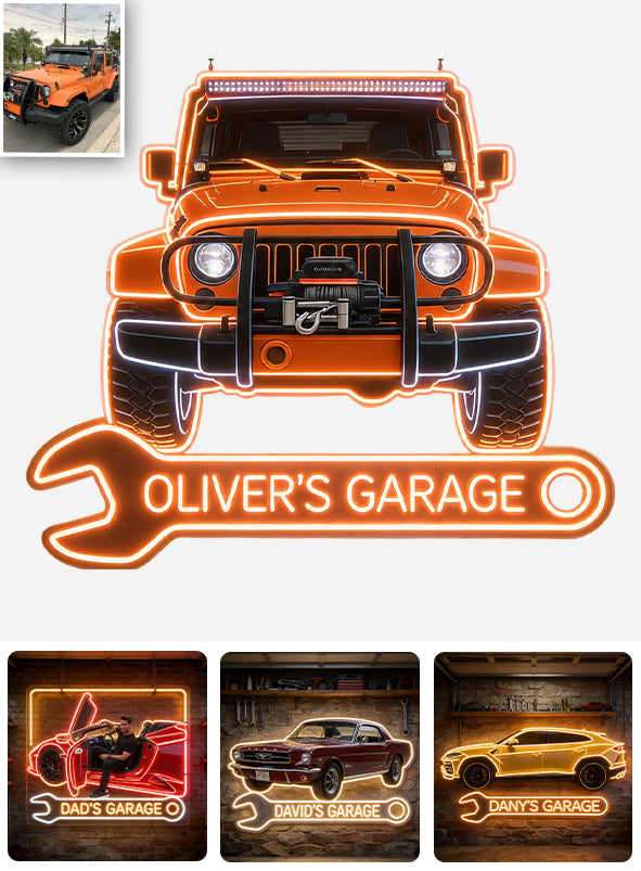 Meine Garage - Personalisierte LED-Licht-Acryl-Schild für Auto-Liebhaber