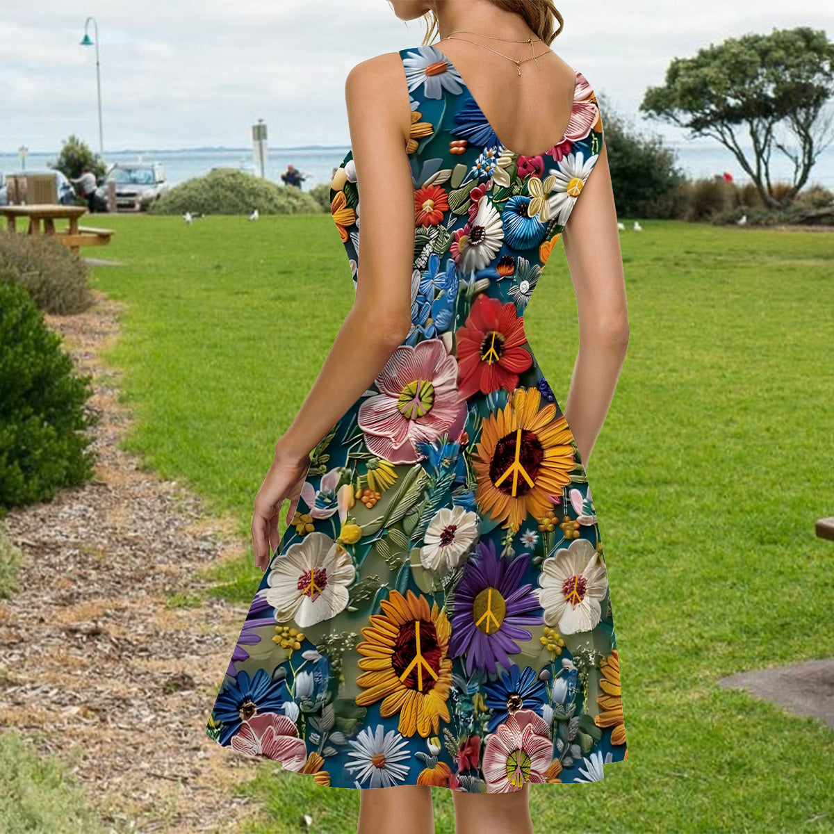 Du gehörst zu den Wildblumen – personalisiertes ärmelloses Hippie-Kleid