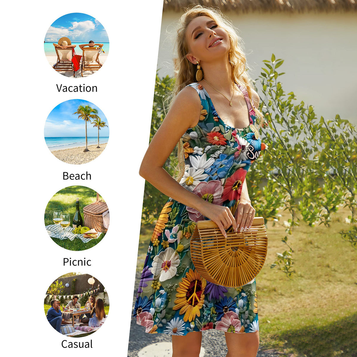 Du gehörst zu den Wildblumen – personalisiertes ärmelloses Hippie-Kleid