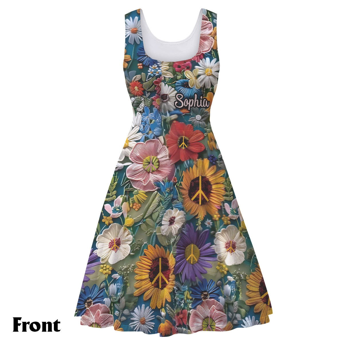 Du gehörst zu den Wildblumen – personalisiertes ärmelloses Hippie-Kleid