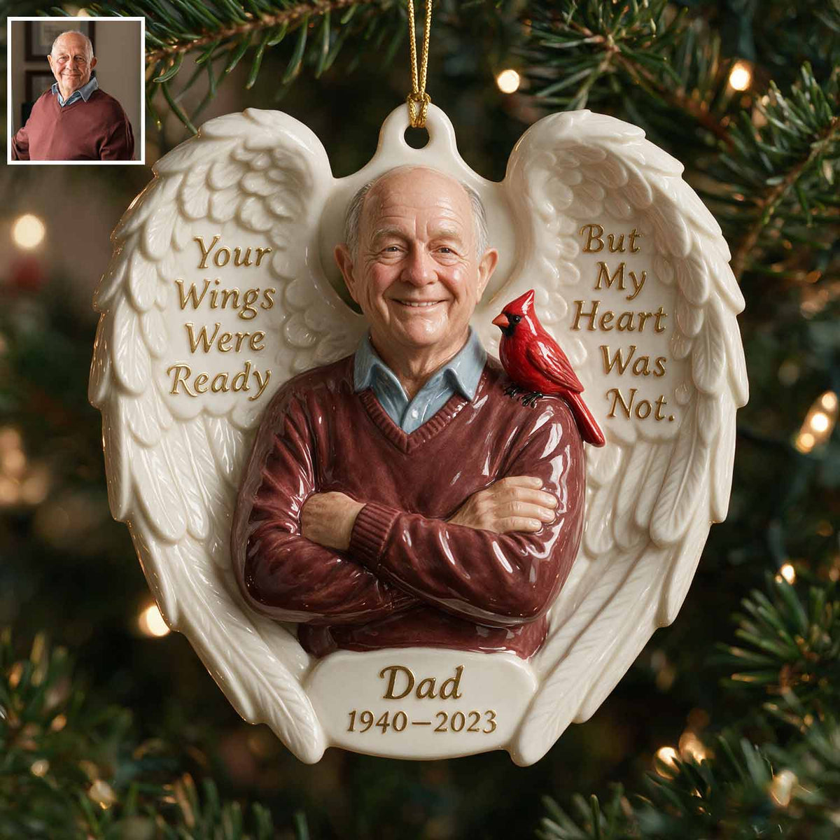 Your Wings Were Ready - Personalized Memorial Custom Shape Ceramic Ornament