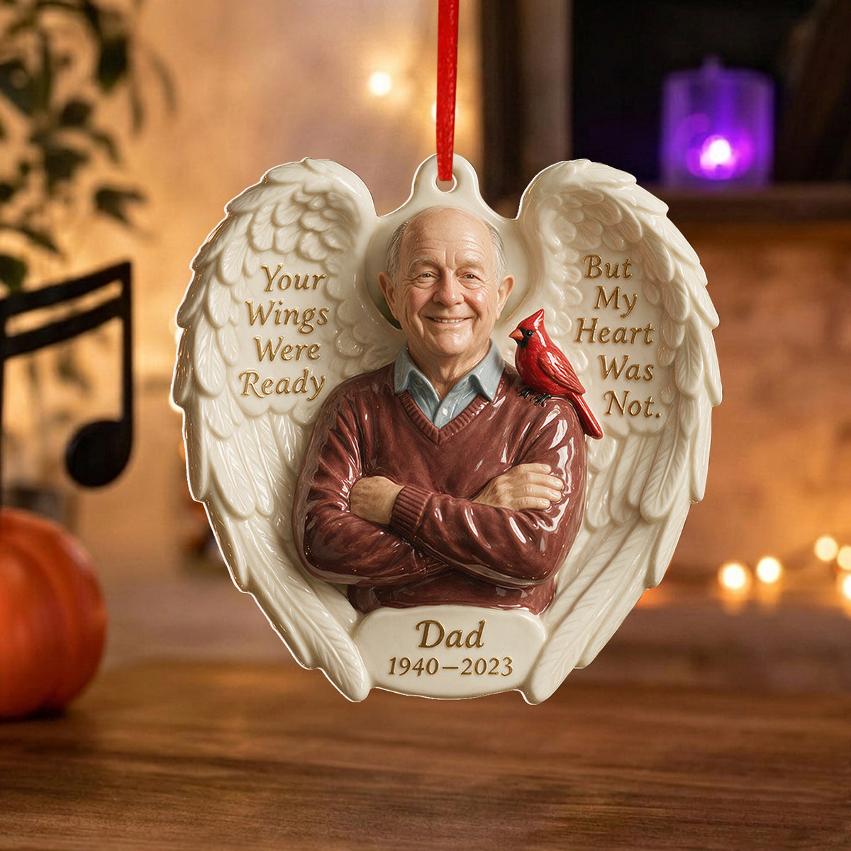 Your Wings Were Ready - Personalized Memorial Custom Shape Ceramic Ornament