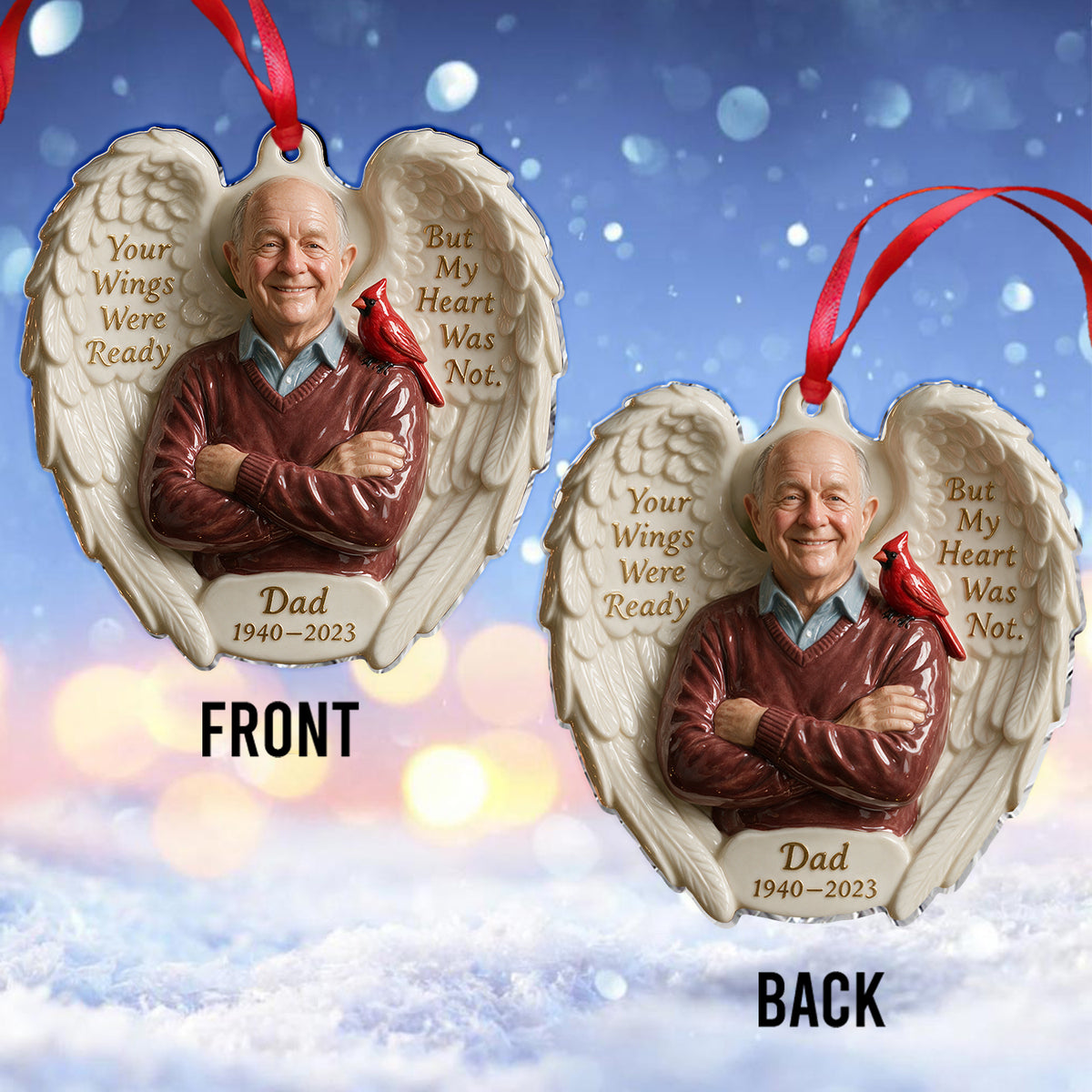 Your Wings Were Ready - Personalized Memorial Custom Shape Ceramic Ornament