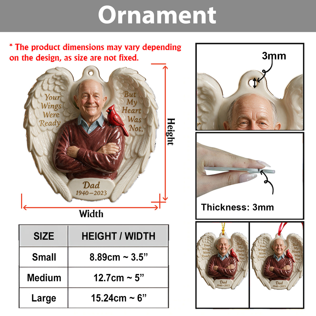 Your Wings Were Ready - Personalized Memorial Custom Shape Ceramic Ornament