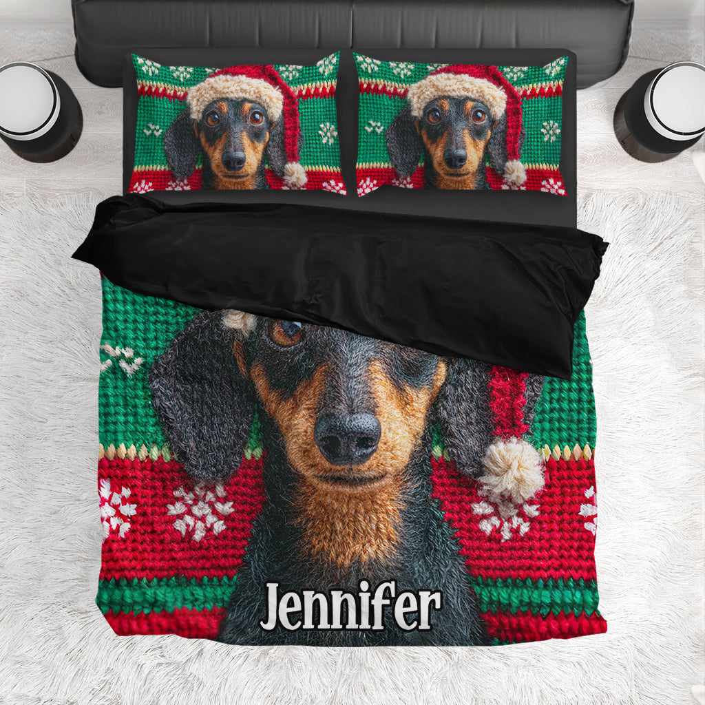 Weihnachtszeit – Personalisiertes Hundebett-Set