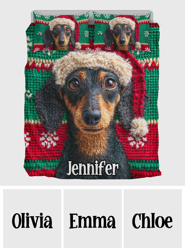 Weihnachtszeit – Personalisiertes Hundebett-Set