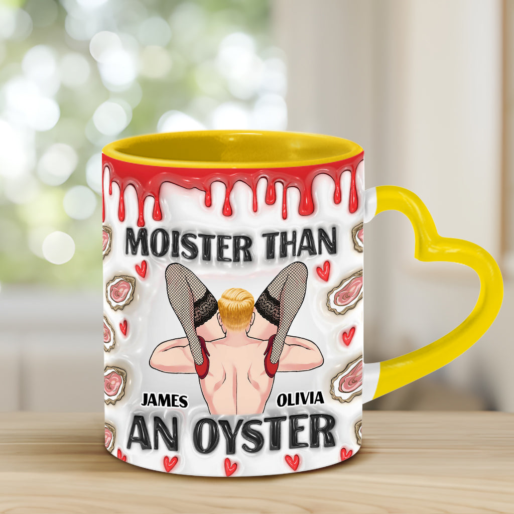 Moister Than An Oyster - Personalized Couple Heart Handle Mug