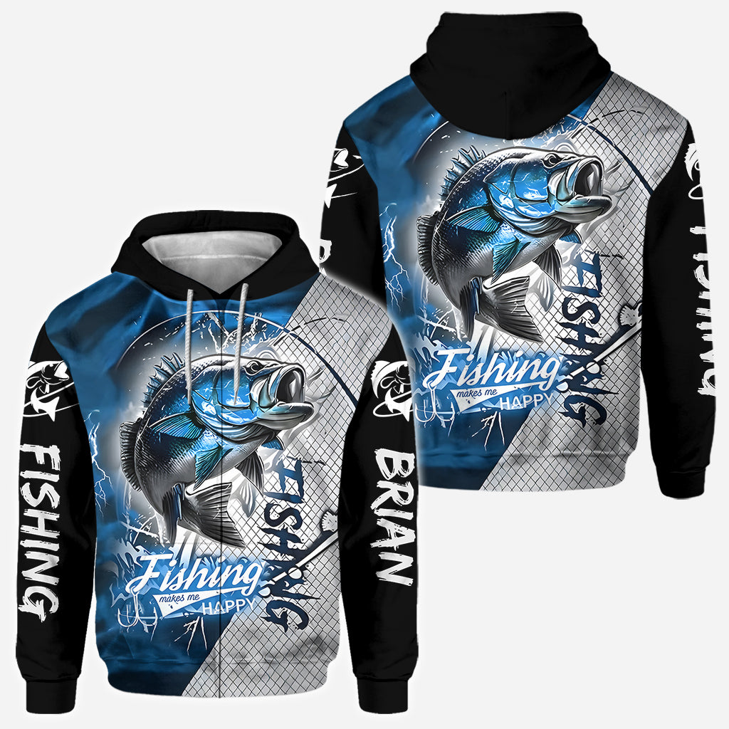 Fishing Make Me Happy - Personalized Fishing All Over Shirt