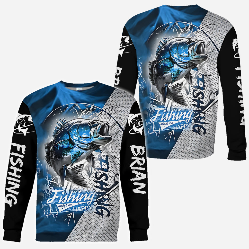 Fishing Make Me Happy - Personalized Fishing All Over Shirt