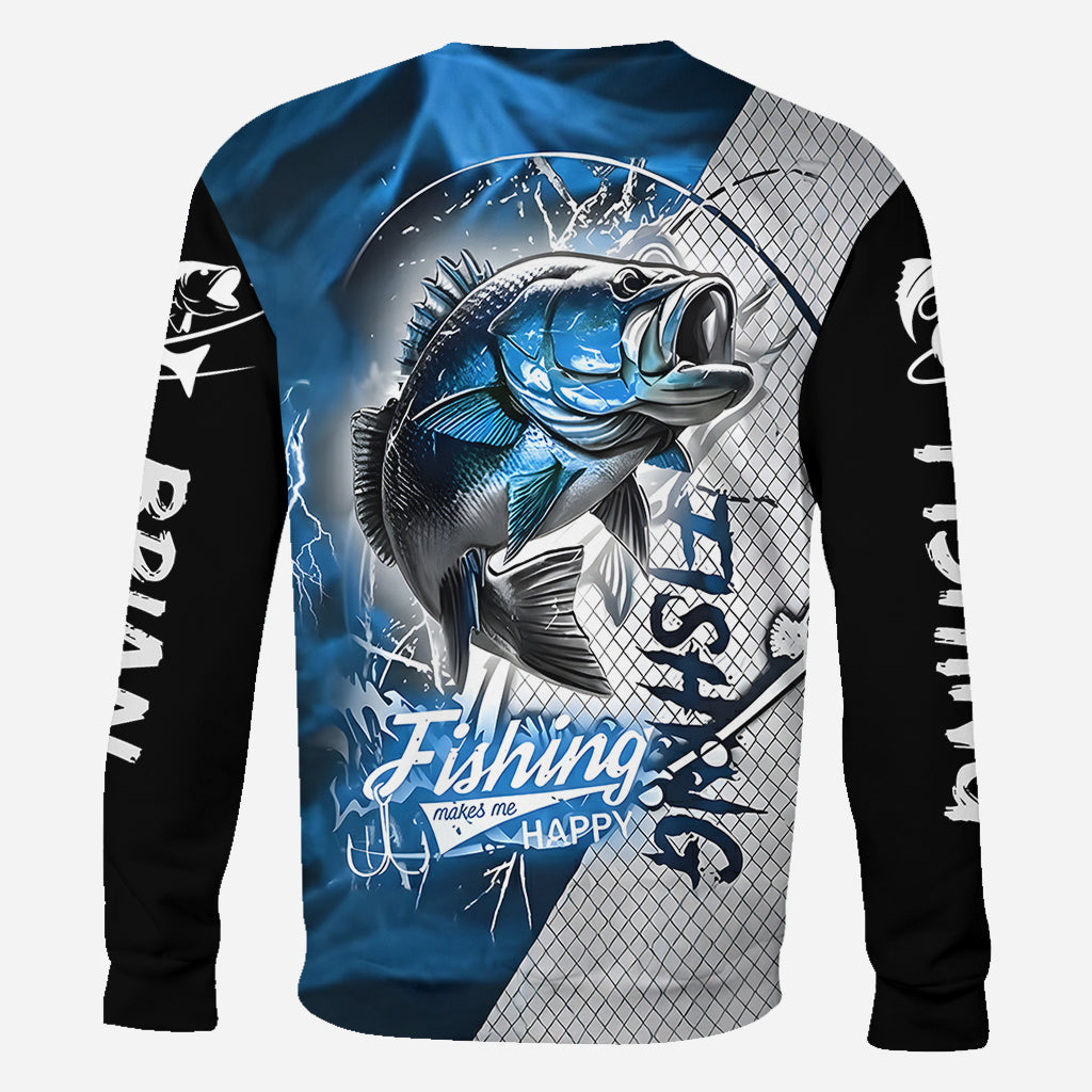 Fishing Make Me Happy - Personalized Fishing All Over Shirt