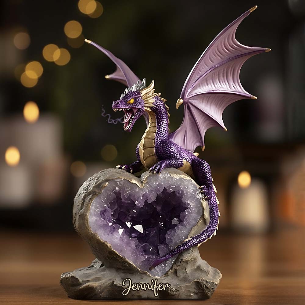 Amethyst-Drache – Personalisierte Drachenplakette aus Acryl in individueller Form