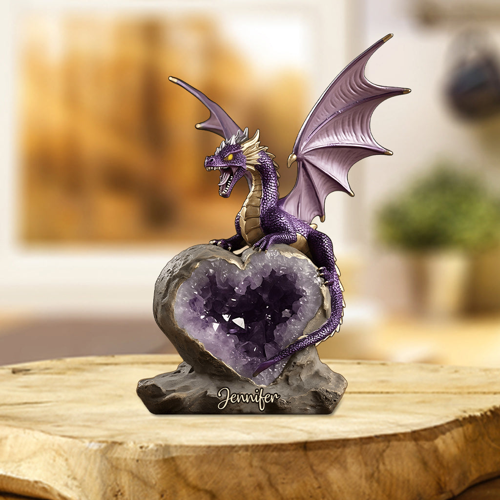 Amethyst-Drache – Personalisierte Drachenplakette aus Acryl in individueller Form