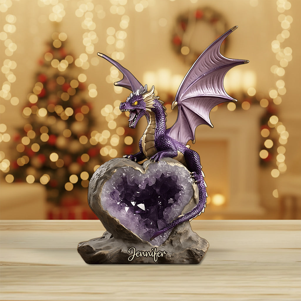 Amethyst-Drache – Personalisierte Drachenplakette aus Acryl in individueller Form