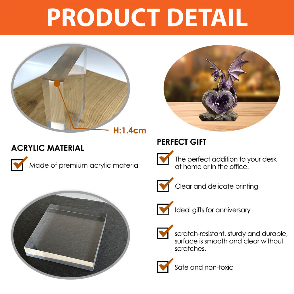 Amethyst-Drache – Personalisierte Drachenplakette aus Acryl in individueller Form