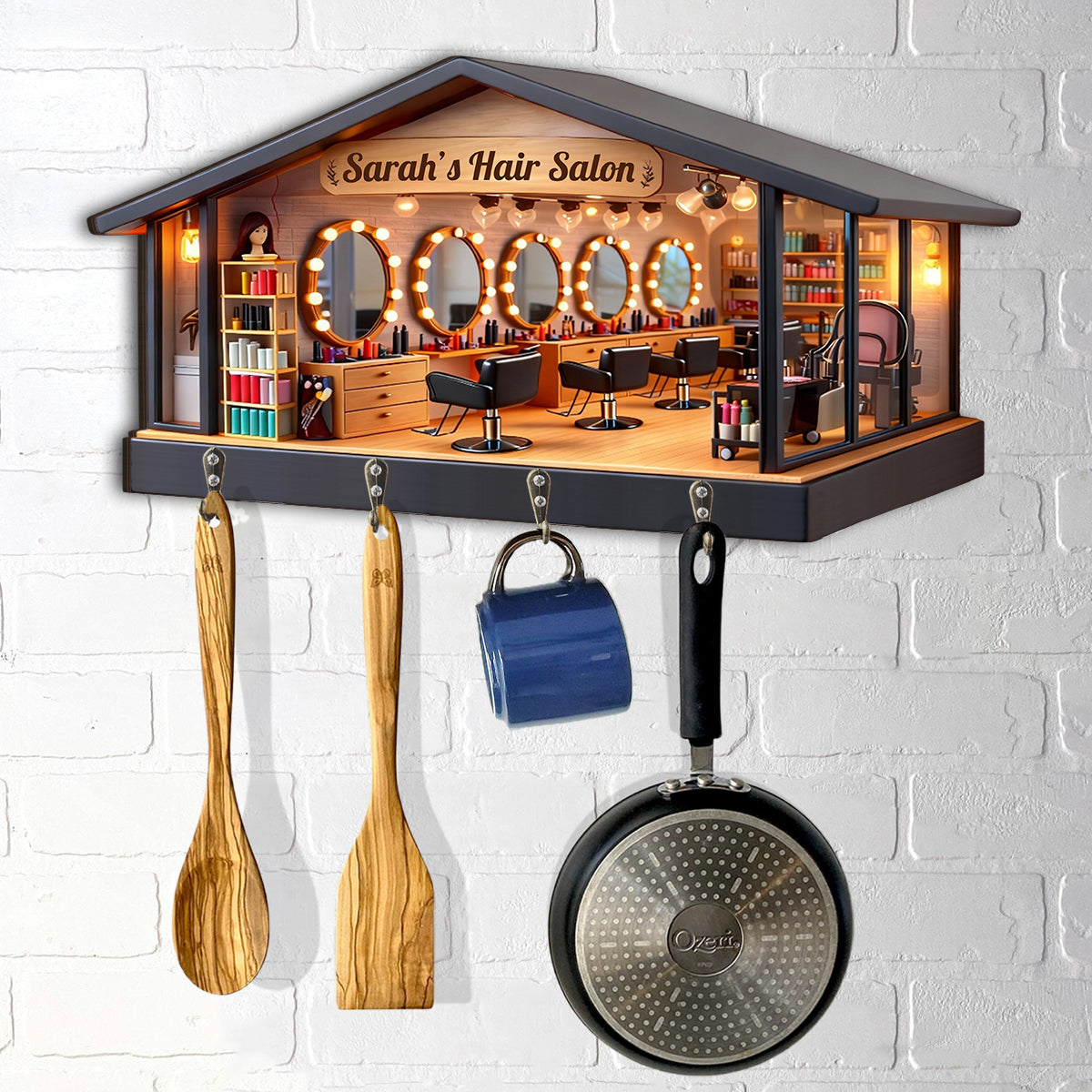 Geschenk für Friseure, Friseursalon – Personalisierter, individuell geformter Hängeständer für Friseure