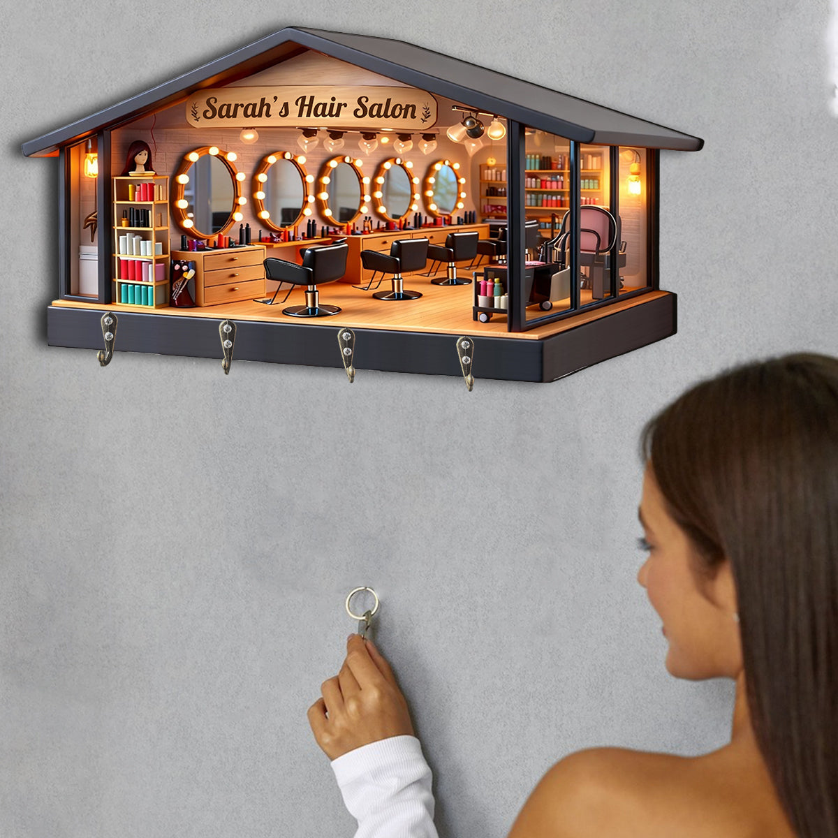 Geschenk für Friseure, Friseursalon – Personalisierter, individuell geformter Hängeständer für Friseure