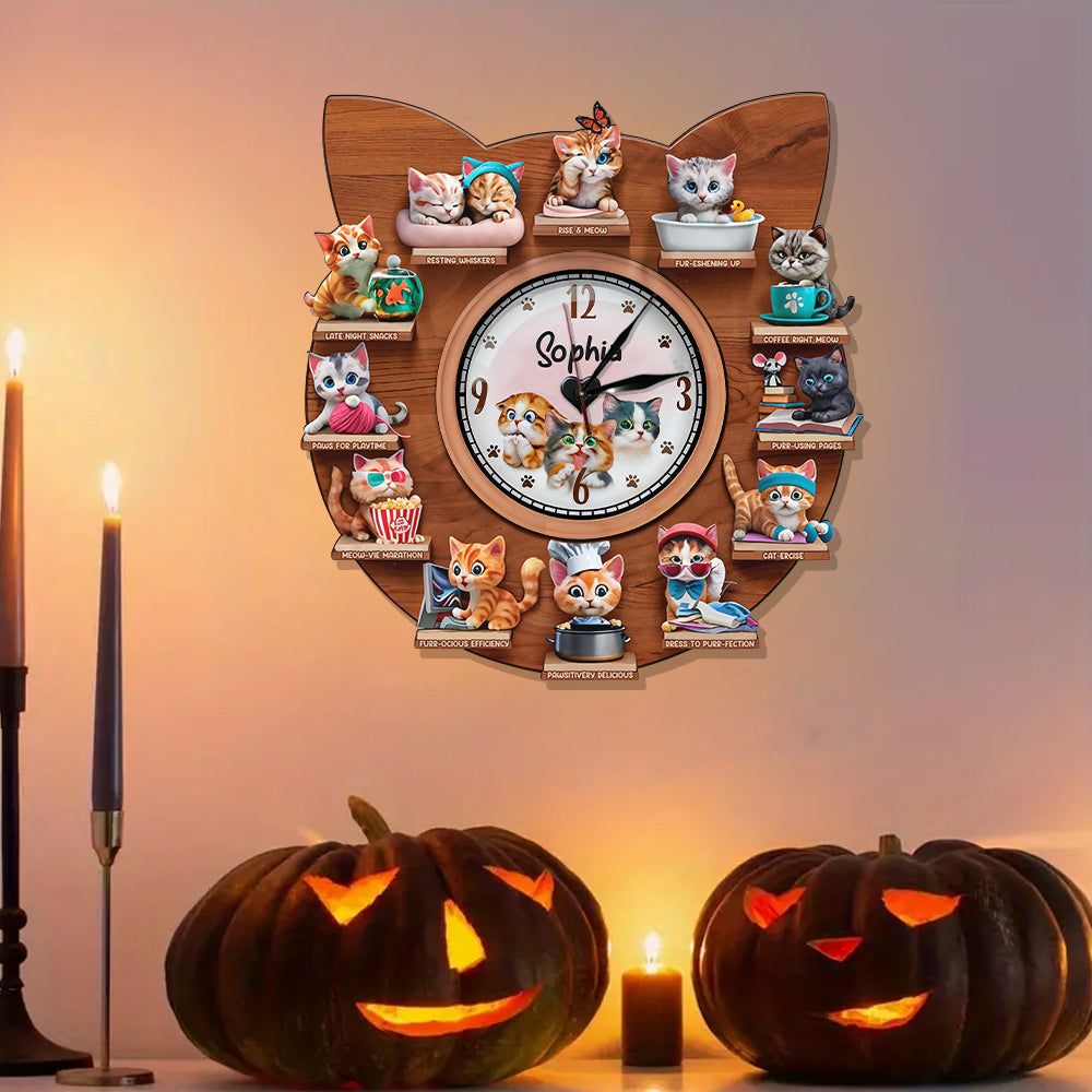 The Purfect Day - Personalized Cat LED Light Wall Clock