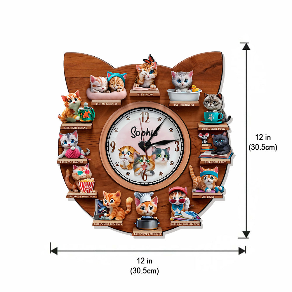The Purfect Day - Personalized Cat LED Light Wall Clock