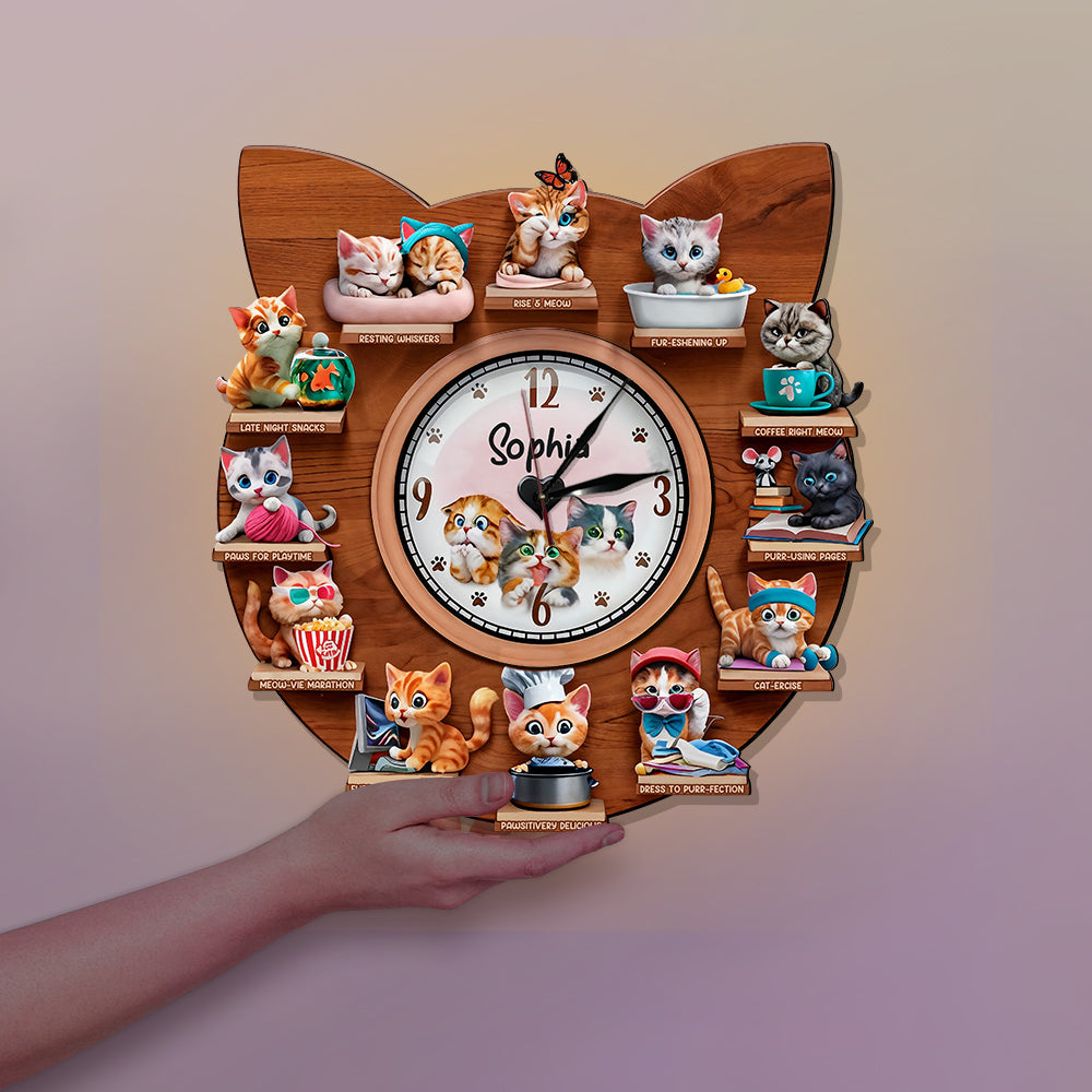 The Purfect Day - Personalized Cat LED Light Wall Clock