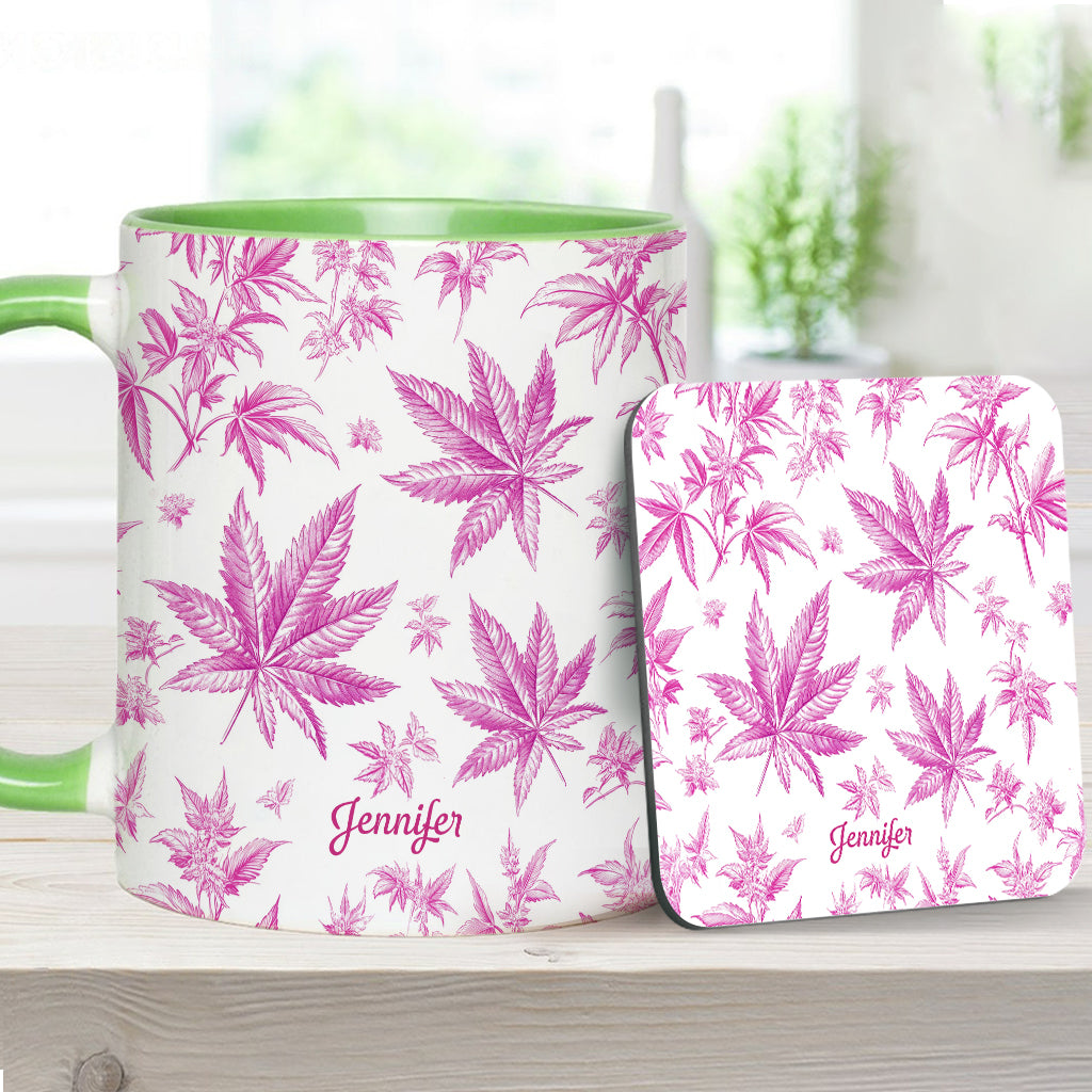 Pink Toil Marijuana Pattern - Personalized Weed Accent Mug