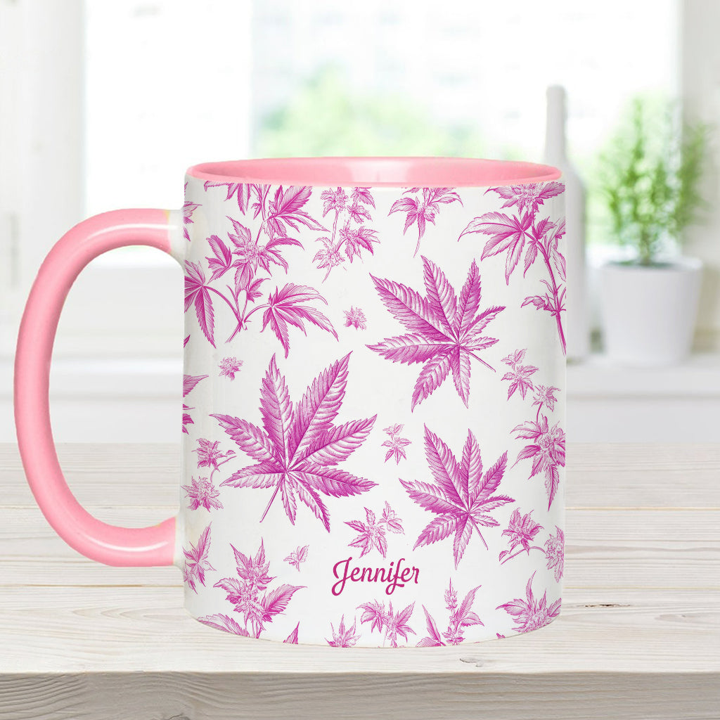 Pink Toil Marijuana Pattern - Personalized Weed Accent Mug