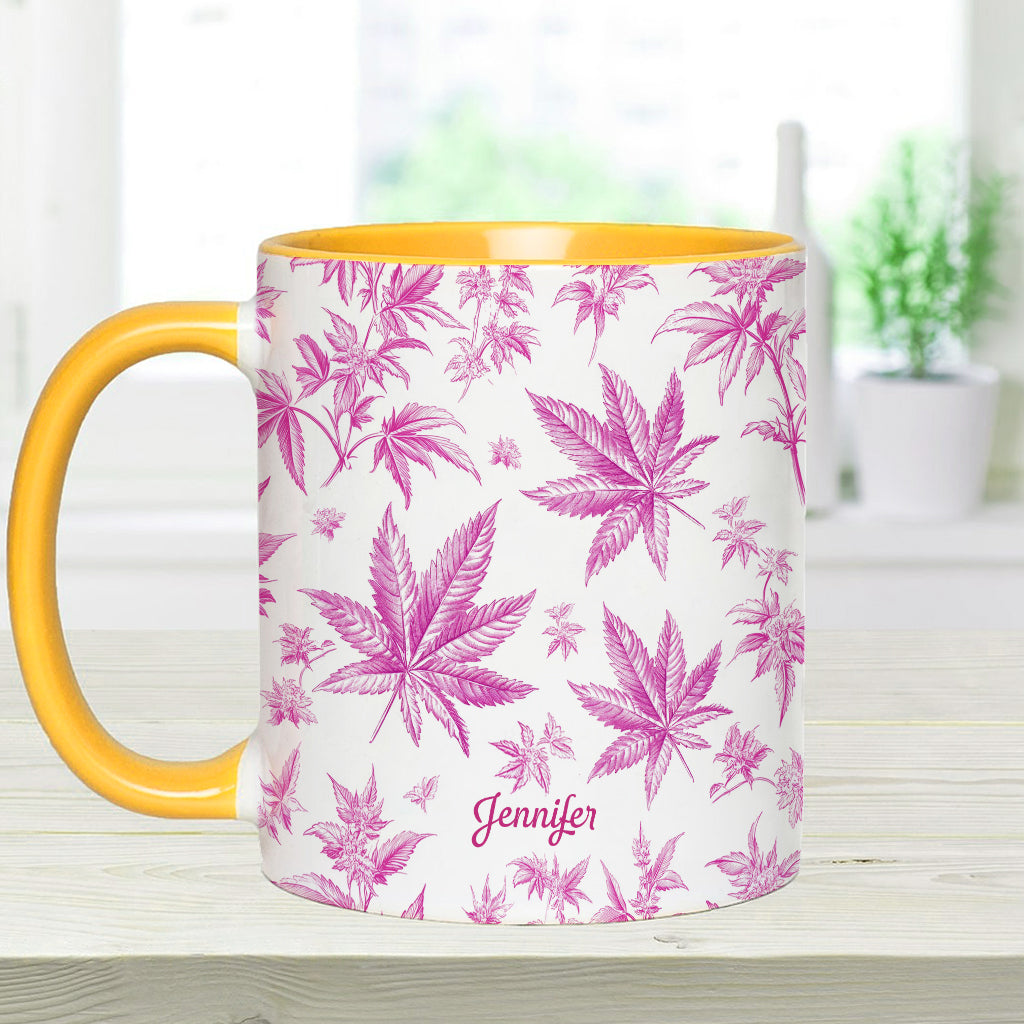 Pink Toil Marijuana Pattern - Personalized Weed Accent Mug