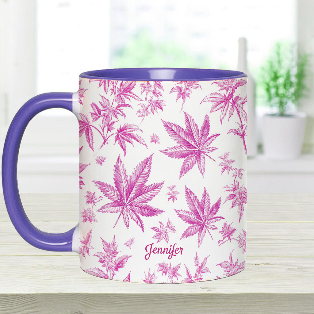 Pink Toil Marijuana Pattern - Personalized Weed Accent Mug