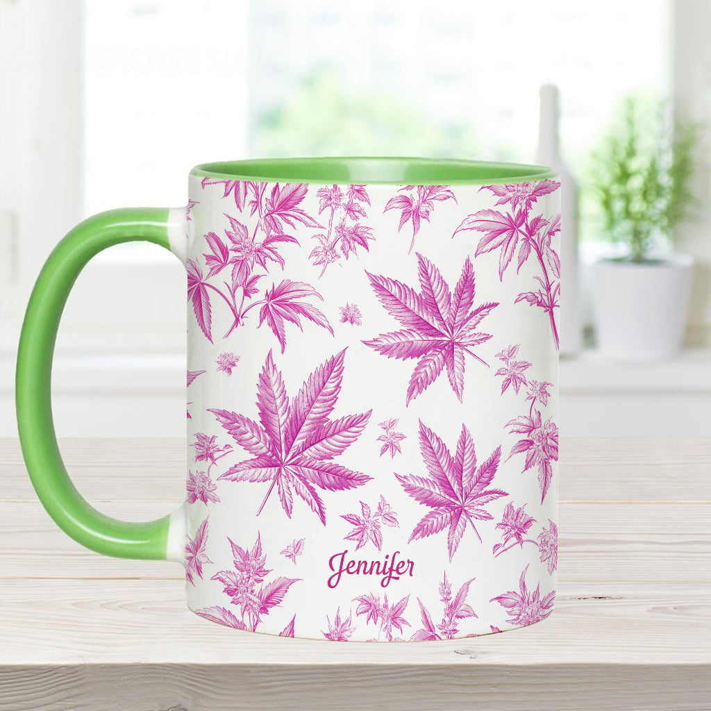 Pink Toil Marijuana Pattern - Personalized Weed Accent Mug